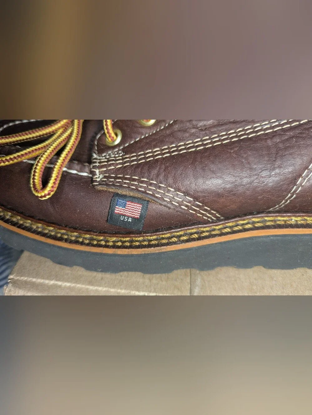 Thorogood Men's Brown Leather Moc Toe Work Boots Size 6D